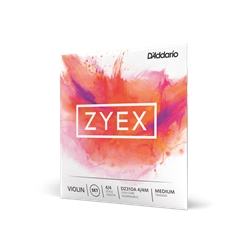 D'Addario Zyex Violin Strings with Aluminum D - 4/4, Med., Full Set