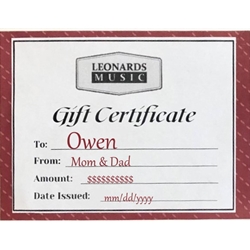 Gift Certificate - Delivered via U.S. Mail